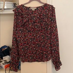 Sheer peasant floral blouse